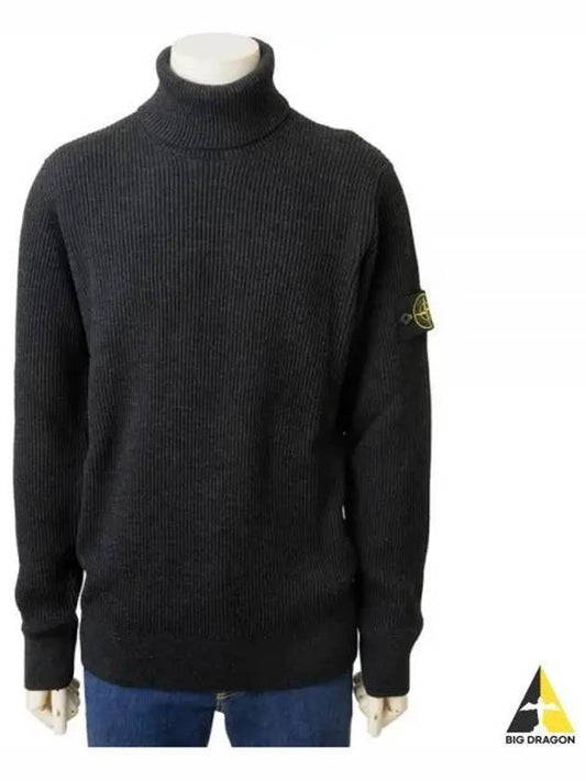 Men's Logo Patch Turtleneck Steel Grey Melange - STONE ISLAND - BALAAN 2