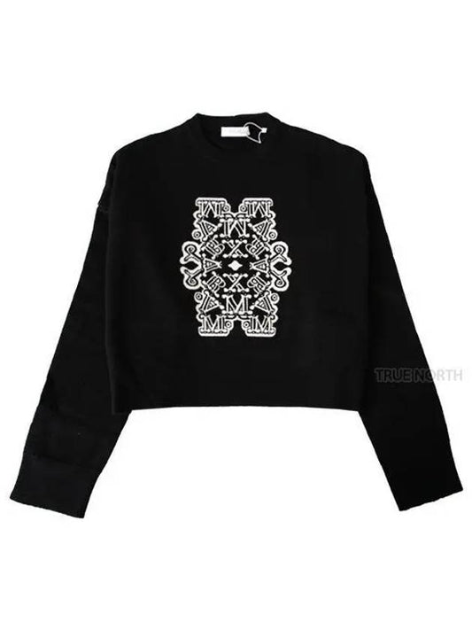 Logo Wool Crop Knit Top Black - MAX MARA - BALAAN 2