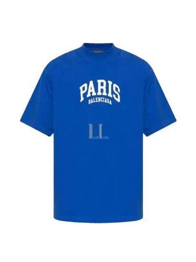 Paris Logo Medium Fit Short Sleeve T-shirt Blue - BALENCIAGA - BALAAN 2