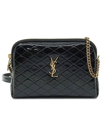 Gaby Quilted Chain Leather Shoulder Bag Black - SAINT LAURENT - BALAAN 1