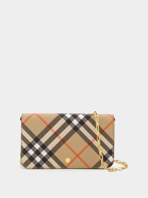 Check Chain Strap Cross Bag Sand - BURBERRY - BALAAN 2