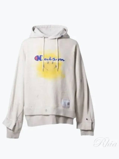 A10HD561 White Graphic Print Hoodie - MIHARA YASUHIRO - BALAAN 1