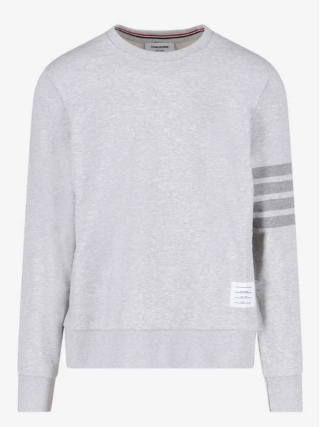 Classic Loopback Terry Tonal 4-Bar Relaxed Fit Crewneck Sweatshirt Pale Grey - THOM BROWNE - BALAAN 3