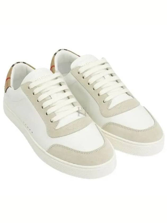 Leather Suede Check Cotton Low Top Sneakers White - BURBERRY - BALAAN 2