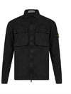 Front Pocket Wappen Patch Overshirt Zip-Up Jacket Black - STONE ISLAND - BALAAN 6