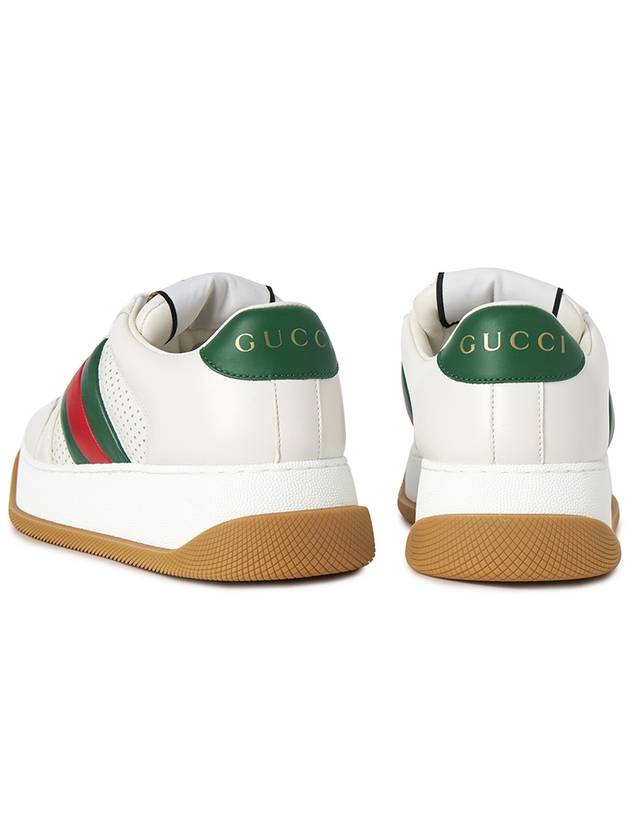 Screener Web Leather Low Top Sneakers White - GUCCI - BALAAN 7