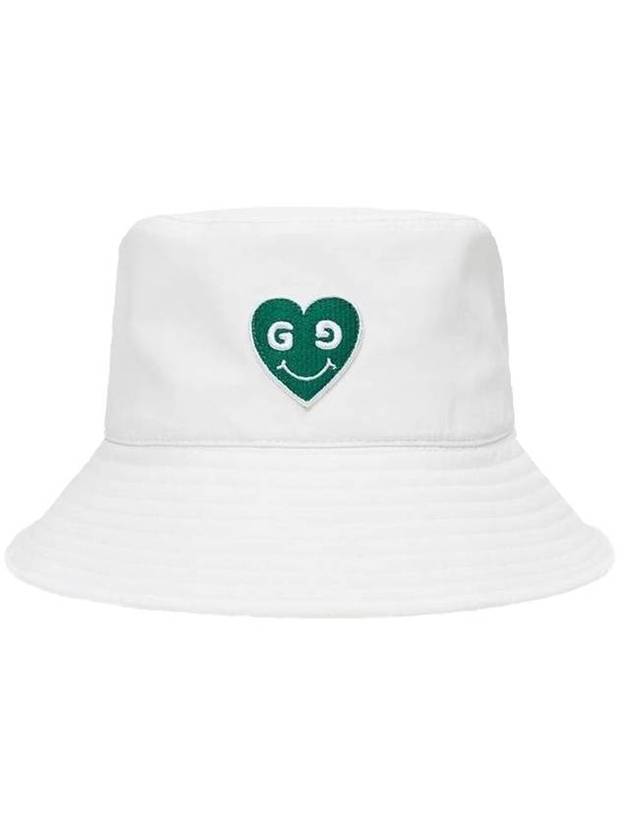 Green Heart Casual Fit Nylon Bucket Hat White - GOXO - BALAAN 1