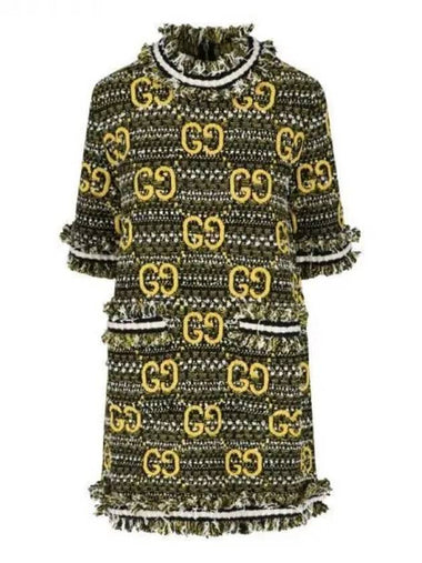 GG wool mohair frayed trimming dress - GUCCI - BALAAN 1