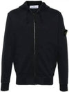 Garment Dyed Cotton Fleece Full Zip Hooded Jacket Navy - STONE ISLAND - BALAAN 2