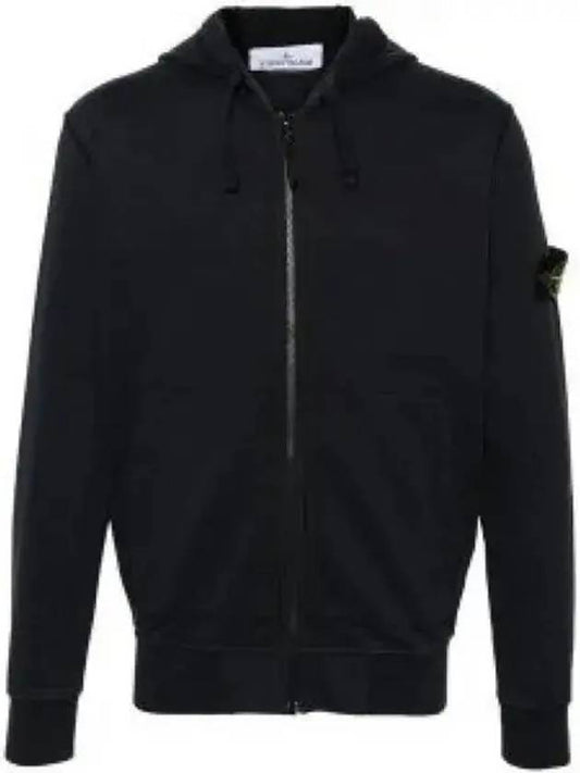 Garment Dyed Cotton Fleece Full Zip Hooded Jacket Navy - STONE ISLAND - BALAAN 2