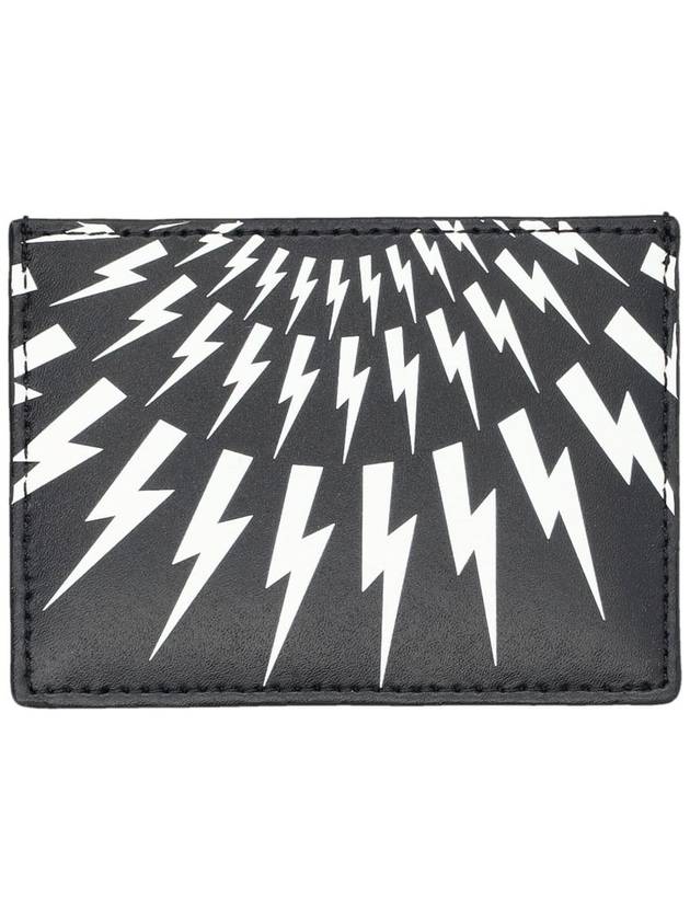 Fair Isle Thunderbolt Leather 4 Slot Card Wallet - NEIL BARRETT - BALAAN 1