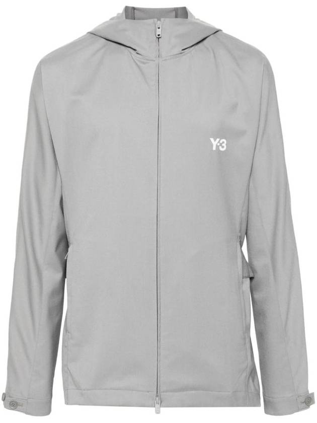 Logo Print Zip-Up Hoodie Grey - Y-3 - BALAAN 1