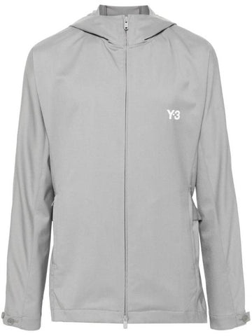 Logo Print Zip-Up Hoodie Grey - Y-3 - BALAAN 1