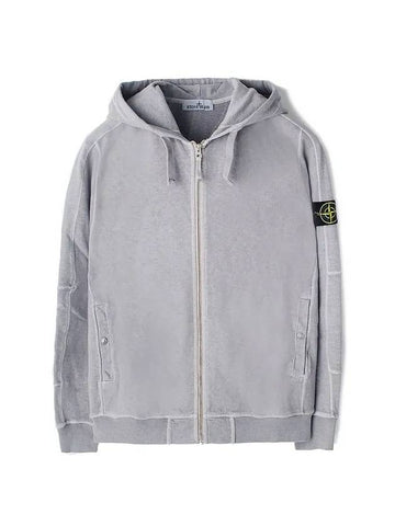 Logo Patch Cotton Zip Up Hoodie Lavender Gray - STONE ISLAND - BALAAN 1