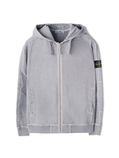 Logo Patch Cotton Zip Up Hoodie Lavender Gray - STONE ISLAND - BALAAN 2