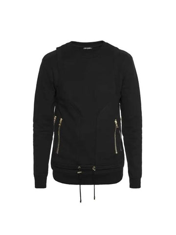 Double Zipper Biker Sweatshirt Black - BALMAIN - BALAAN 1