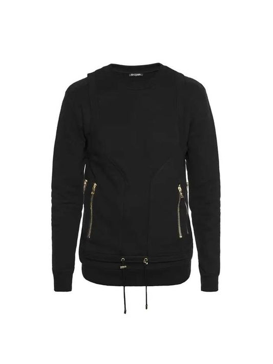 double zipper biker sweatshirt black - BALMAIN - BALAAN.