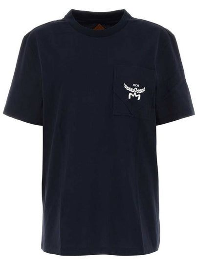 Essential Embroidered Logo Short Sleeve T-Shirt Navy - MCM - BALAAN 2