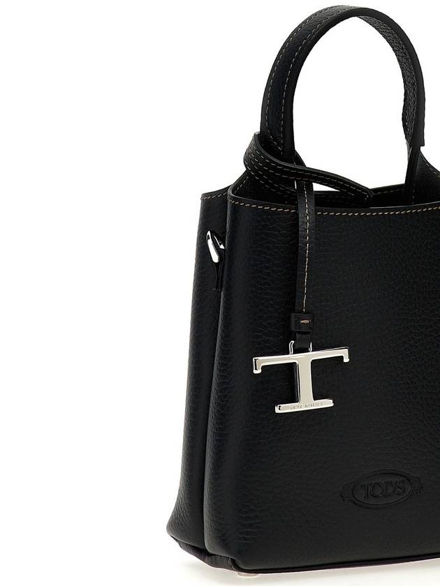 Micro Leather Mini Tote Bag Black - TOD'S - BALAAN 4