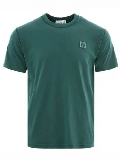 Pisato Effect Logo Patch Short Sleeve T-Shirt Bottle Green - STONE ISLAND - BALAAN 2