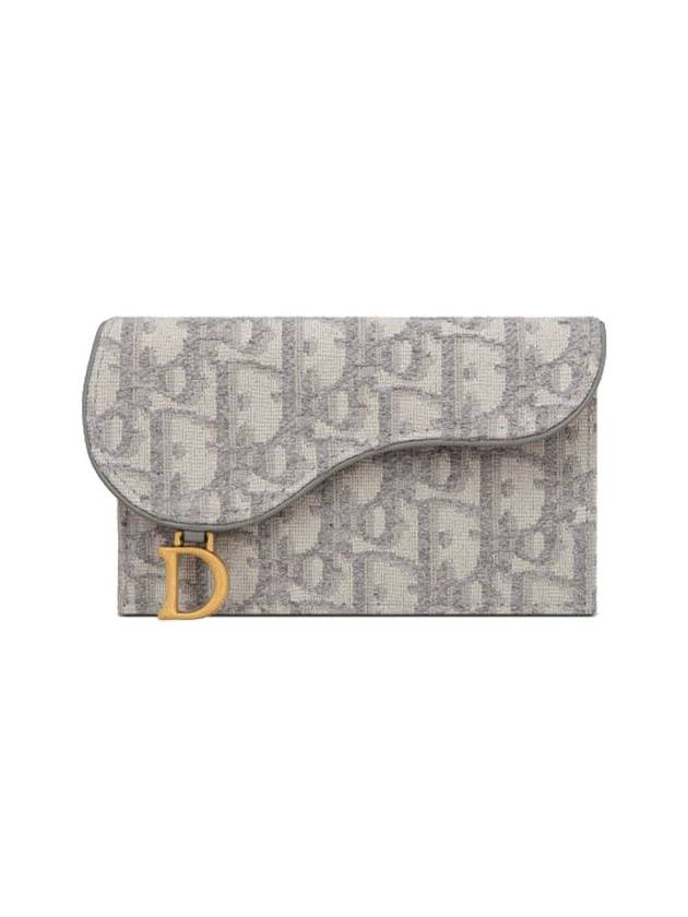 Oblique Jacquard Saddle Flap Compact Zipper Card Wallet Grey - DIOR - BALAAN 1