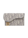 Oblique Jacquard Saddle Flap Compact Zipper Card Wallet Grey - DIOR - BALAAN 1