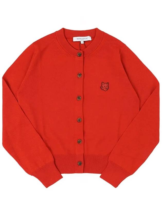 Bold Fox Head Patch Regular Cardigan Red - MAISON KITSUNE - BALAAN 4