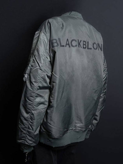 Ripped Custom Sprayed Logo MA 1 Bomber Jacket Khaki - BLACKBLOND - BALAAN 2