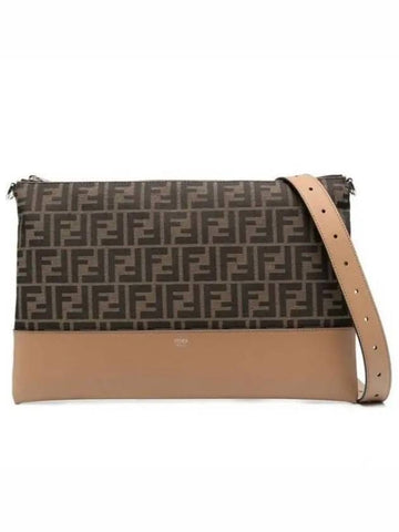 FF Diagonal Leather Cross Bag Brown - FENDI - BALAAN 1