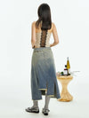 Washed Denim Mid Tassel Skirt - WESAME LAB - BALAAN 4