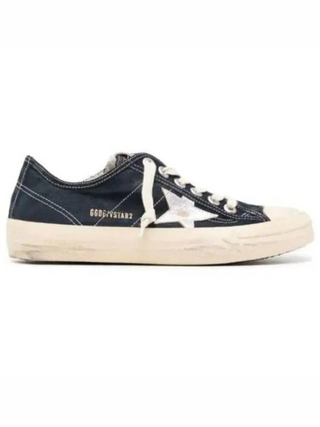 Star Patch Lace-Up Low Top Sneakers Navy - GOLDEN GOOSE - BALAAN 2