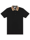 Check Collar Cotton Polo Shirt Black - BURBERRY - BALAAN 2