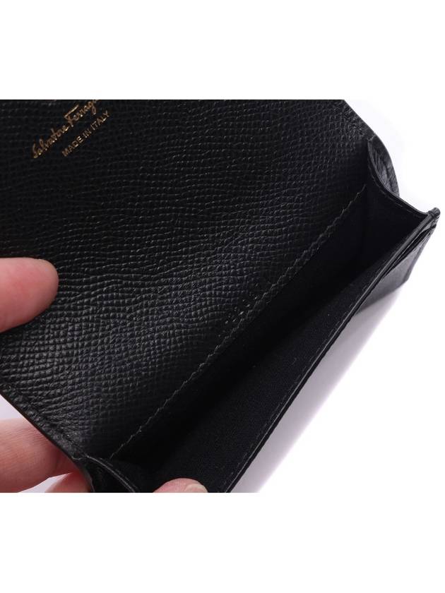 Gancini Leather Card Wallet Black - SALVATORE FERRAGAMO - BALAAN 7