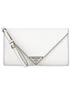 Triangle Logo Saffiano Chain Clutch Bag White - PRADA - BALAAN 2