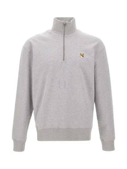 Fox Head Patch Half Zipper Sweatshirt Light Grey Melange - MAISON KITSUNE - BALAAN 2