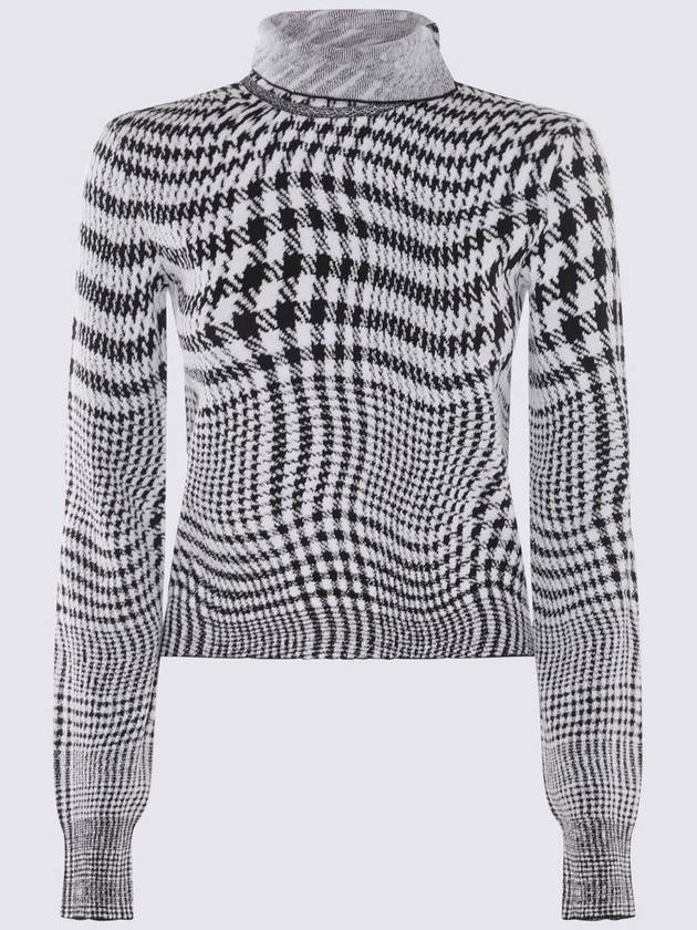 Warped Houndstooth High Neck Jacquard Turtleneck Monochrome - BURBERRY - BALAAN 3