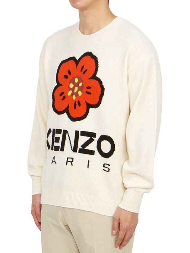 Boke Flower Merino Wool Knit Top Off White - KENZO - BALAAN 3