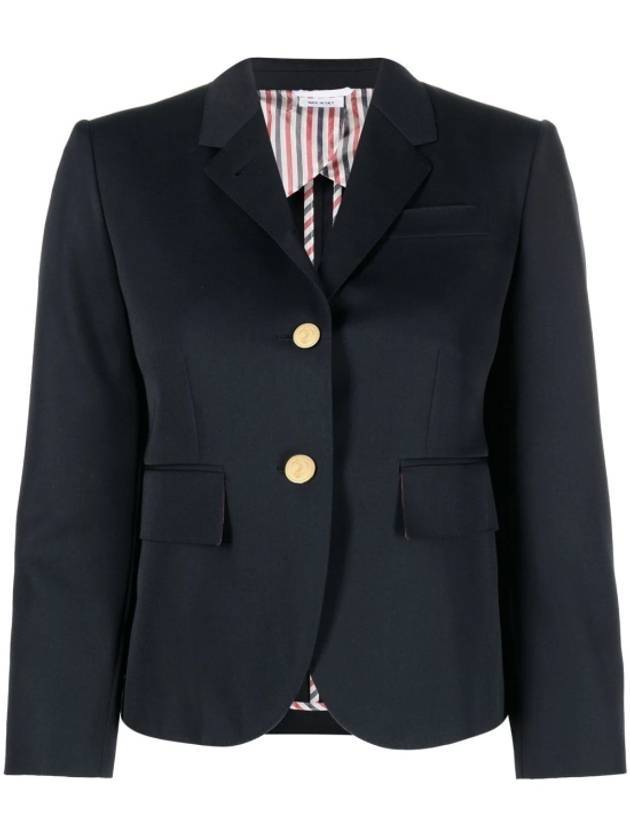 Women's Wool Gabardine High Armhole Sports Jacket Navy - THOM BROWNE - BALAAN.