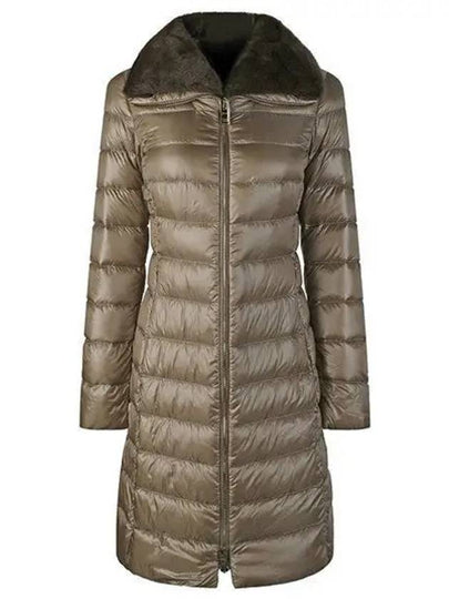 Elisa Full Zip Up Fox Fur Long Padding Beige - HERNO - BALAAN 2