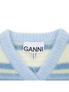 Striped Soft Wool Cardigan Light Blue - GANNI - BALAAN 10