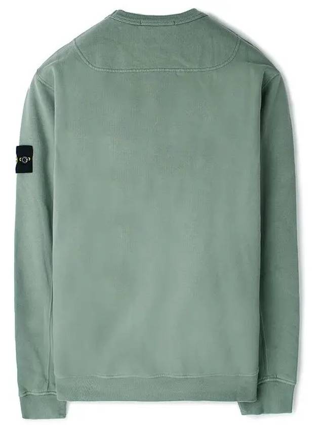 Brushed Cotton Fleece Garment Dyed Crewneck Sweatshirt Sage Green - STONE ISLAND - BALAAN 3