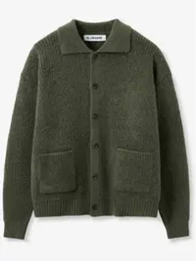 Button collar knit cardigan khaki olive - BLONDNINE - BALAAN 1