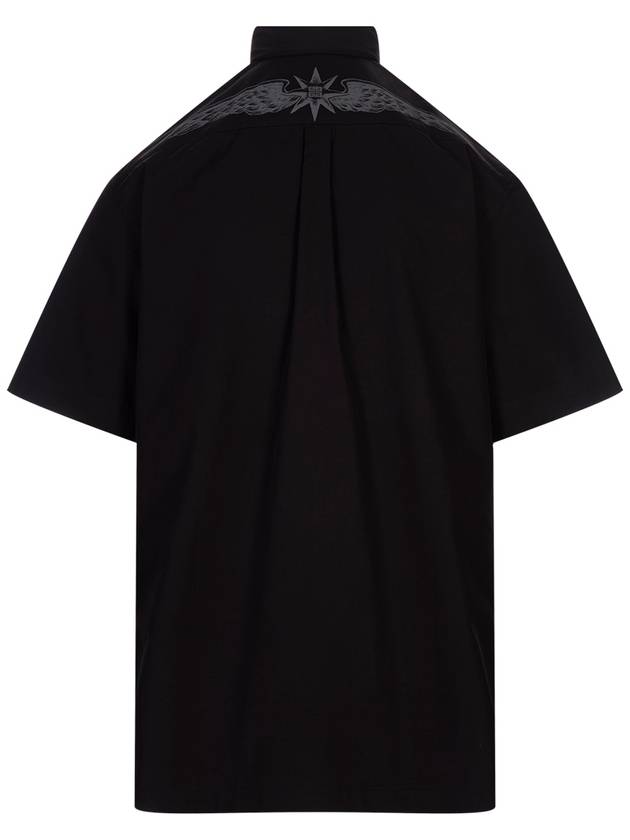 Branded Wing Poplin Short Sleeve Shirt Black - GIVENCHY - BALAAN 3