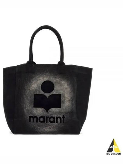 Women's Yenky Flocked Logo Tote Bag Black - ISABEL MARANT - BALAAN 2