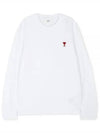 Chain Stitch Heart Logo Long Sleeve T-Shirt White - AMI - BALAAN 2