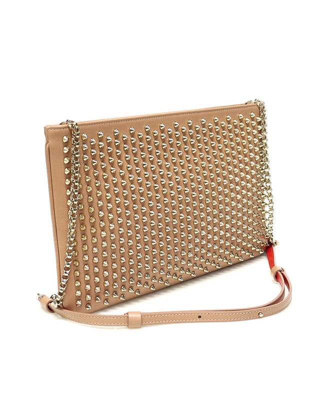 Women s Christian Louboutin 1165013 Beige Calfskin Spike LOUBIPOSH Clutch Chain Shoulder Bag gt Gangbuk used luxury goods - CHRISTIAN LOUBOUTIN - BALAAN 4