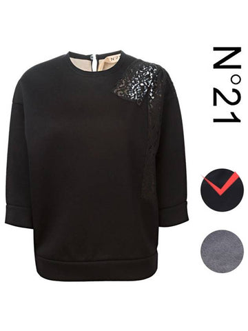 E021 4798 9012 Overfit Neoprene Black Sweatshirt - Nº 21 - BALAAN 1