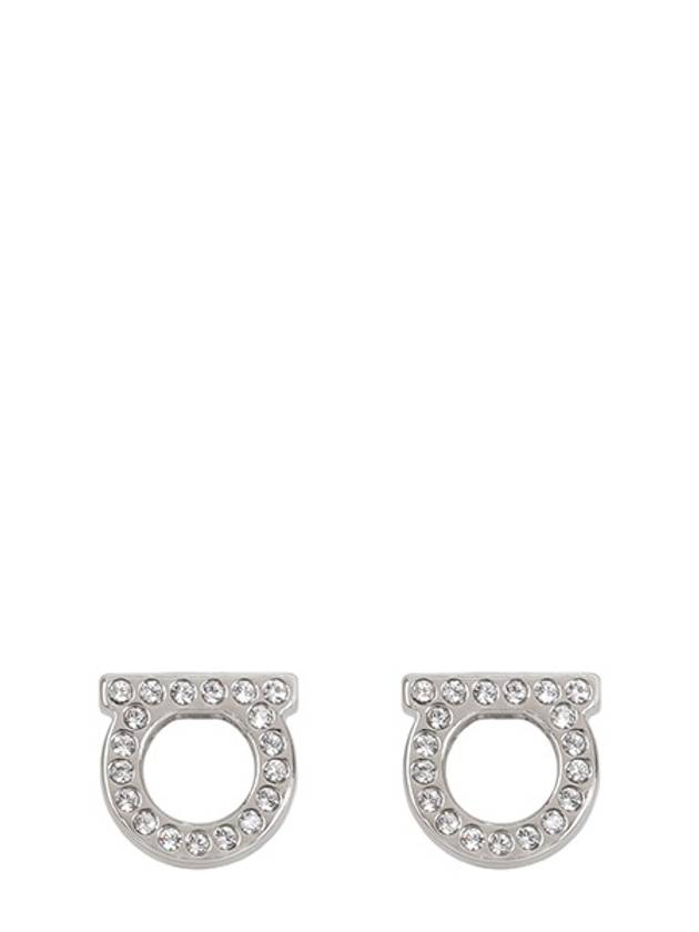 Gancini Crystal Small Earrings Silver - SALVATORE FERRAGAMO - BALAAN 2