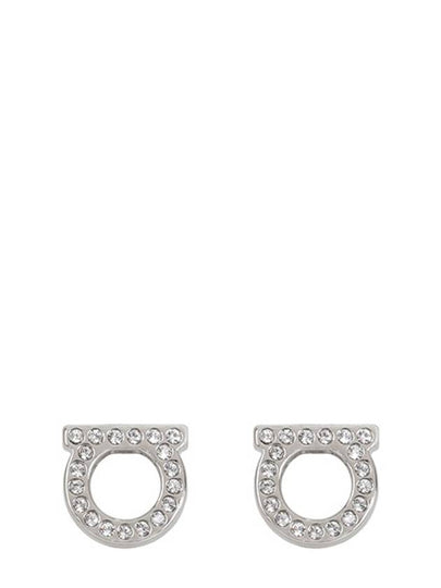 Gancini Crystal Small Earrings Silver - SALVATORE FERRAGAMO - BALAAN 2