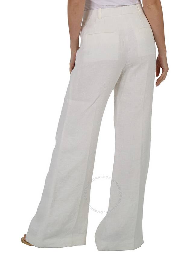 Women's Linen Flare Wide Pants White - CHLOE - BALAAN 4